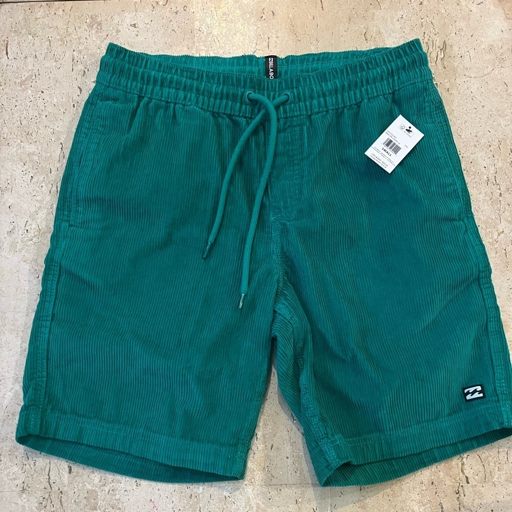 BILLABONG-NWT-Men's Teal Corduroy Drawstring Mike EW 20 Shorts-Size S